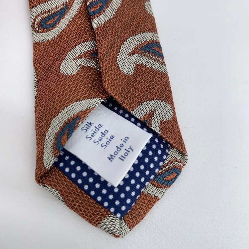 Eton Tie Mens‎ One Size Multi Paisley Silk Classic Luxury Necktie Italy Made NWT
